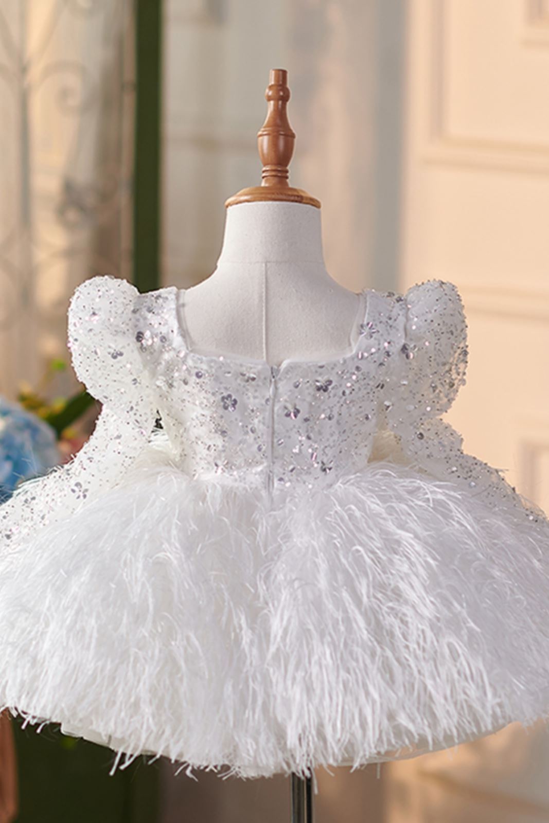 Princesse Longueur à Jambe Pailleté robes de demoiselle d'honneur - fillette in Blanc