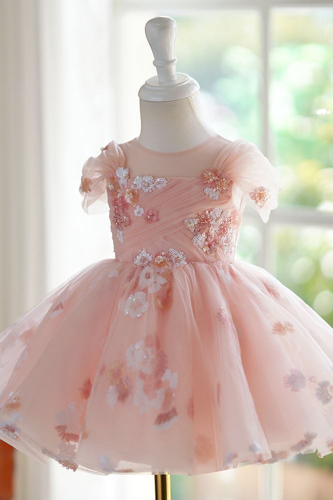 Принцесса Round Длина по Щиколотку Tulle Детские Платья in Розовый