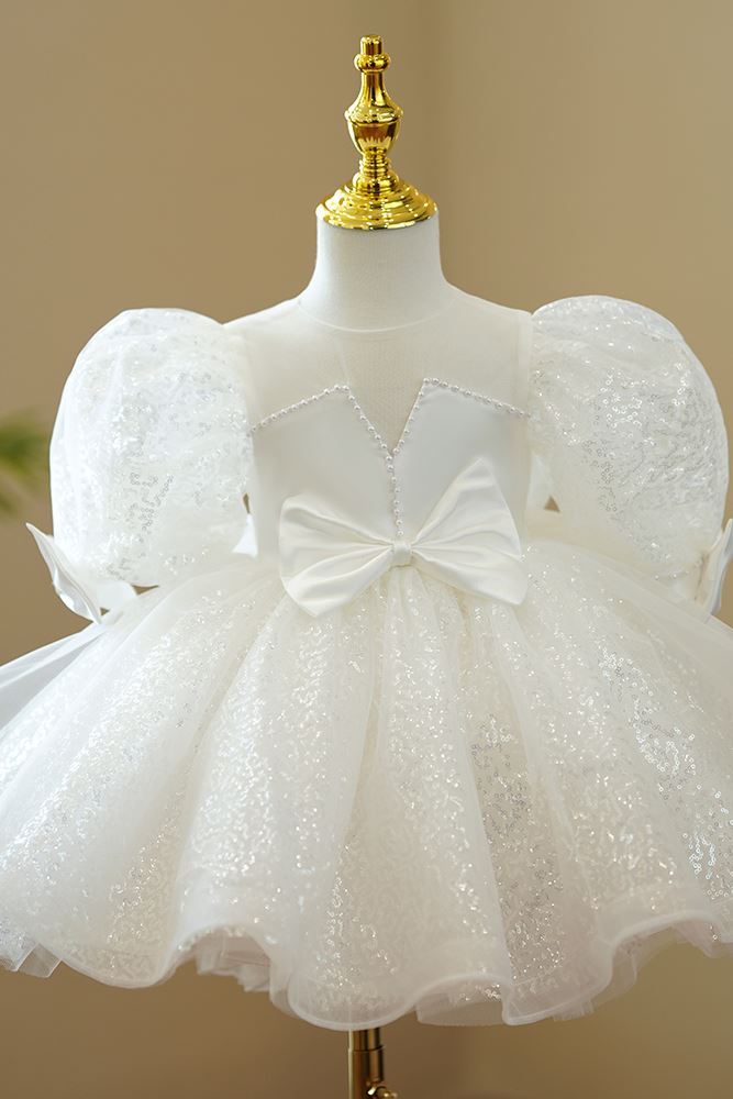 Принцесса возлюбленная Длина по Щиколотку Satin Детские Платья Белый