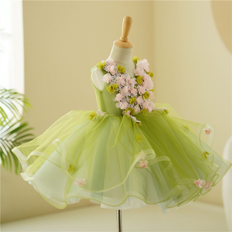 Princesse Longueur à Jambe Tulle robes de demoiselle d'honneur - fillette in Vert