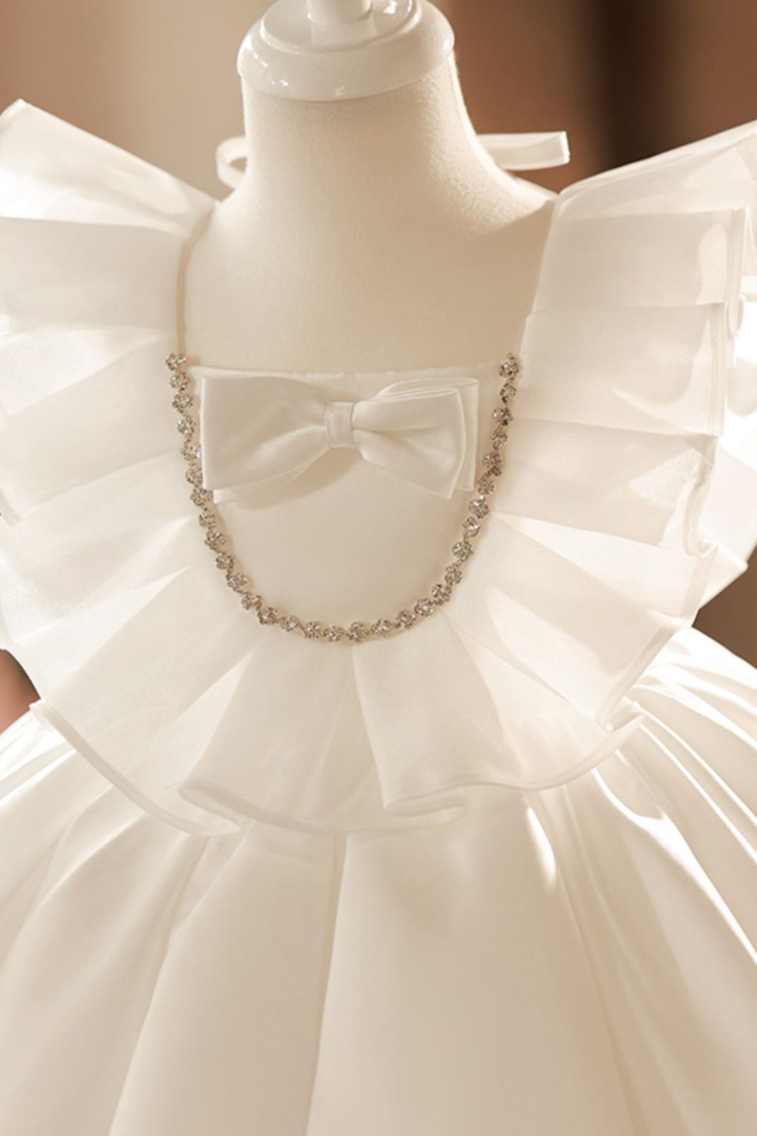 Princesa Hasta la Tibia Satin vestidos para chica de flor in Blanco