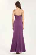 Glitter Satin A-Line Maxi Dress with Sweetheart Neckline & Leg Slit