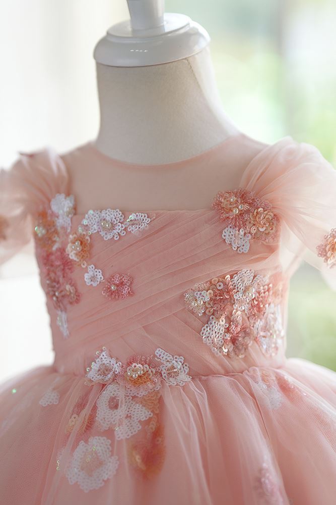 Принцесса Round Длина по Щиколотку Tulle Детские Платья in Розовый