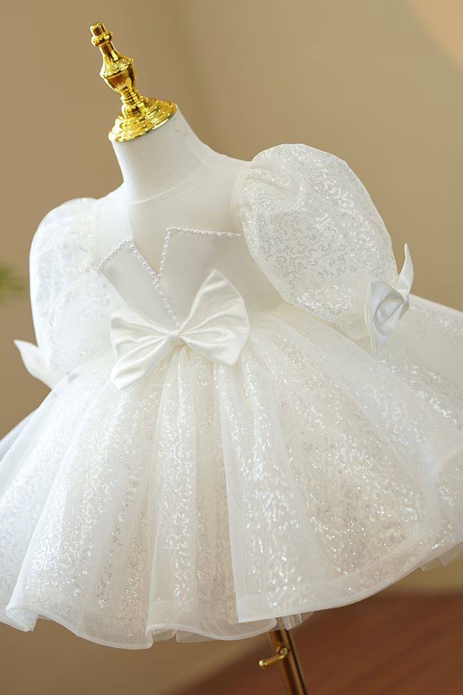 Принцесса возлюбленная Длина по Щиколотку Satin Детские Платья Белый