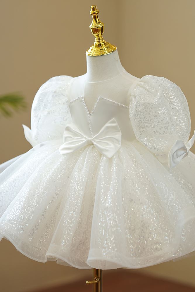 Принцесса возлюбленная Длина по Щиколотку Satin Детские Платья Белый