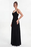 Black Sweetheart Spaghetti Strap V Waist Elegant A Line Evening Dress