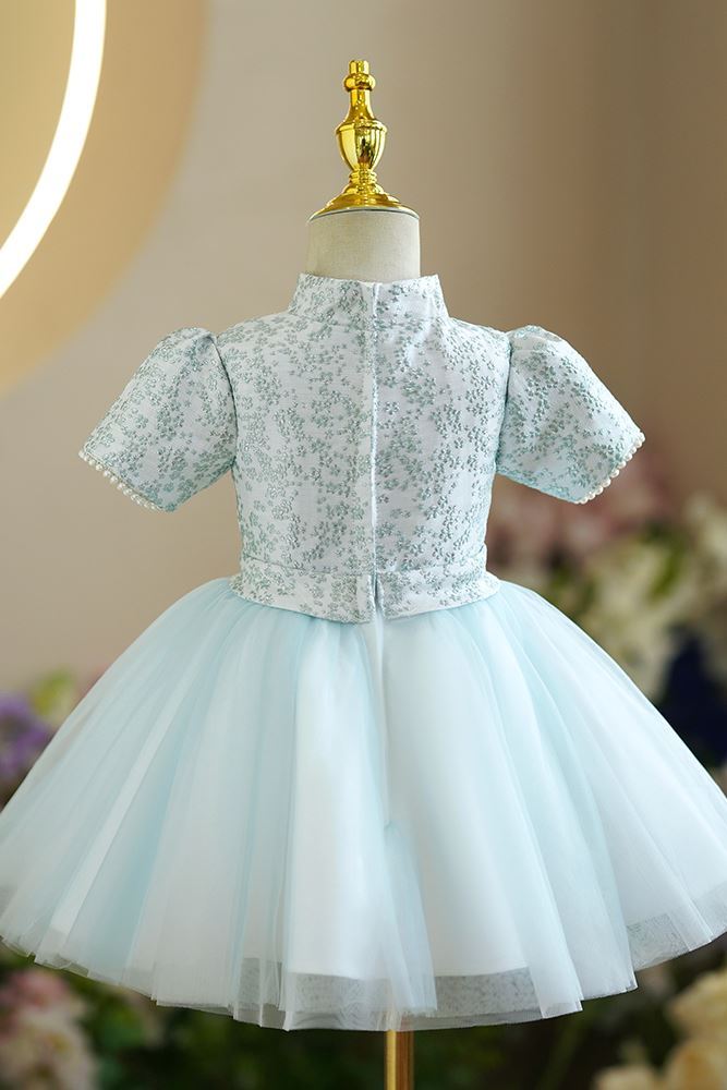 Princesse Longueur à Jambe Satiné robes de demoiselle d'honneur - fillette in Vert Menthe