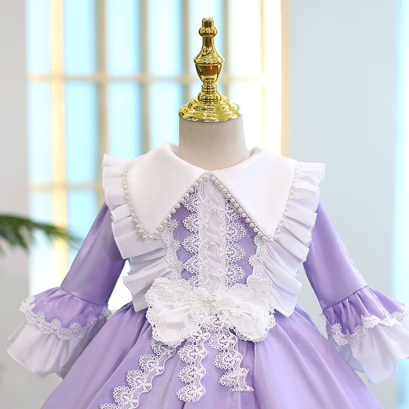 Princesse Longueur à Jambe Satiné robes de demoiselle d'honneur - fillette in Violet