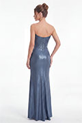 Robe de bal bleu poudré bustier sans bretelles à corset extensible et scintillante