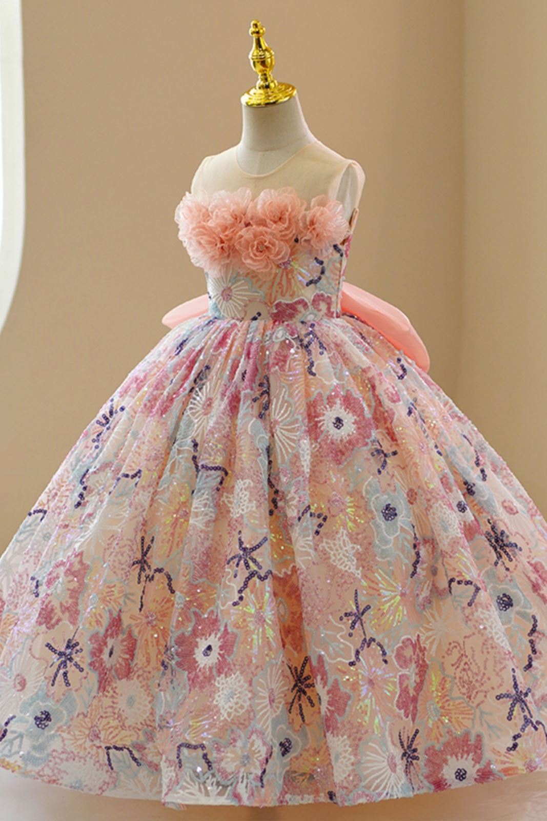 Princesse Longueur au Sol Pailleté robes de demoiselle d'honneur - fillette in Rose