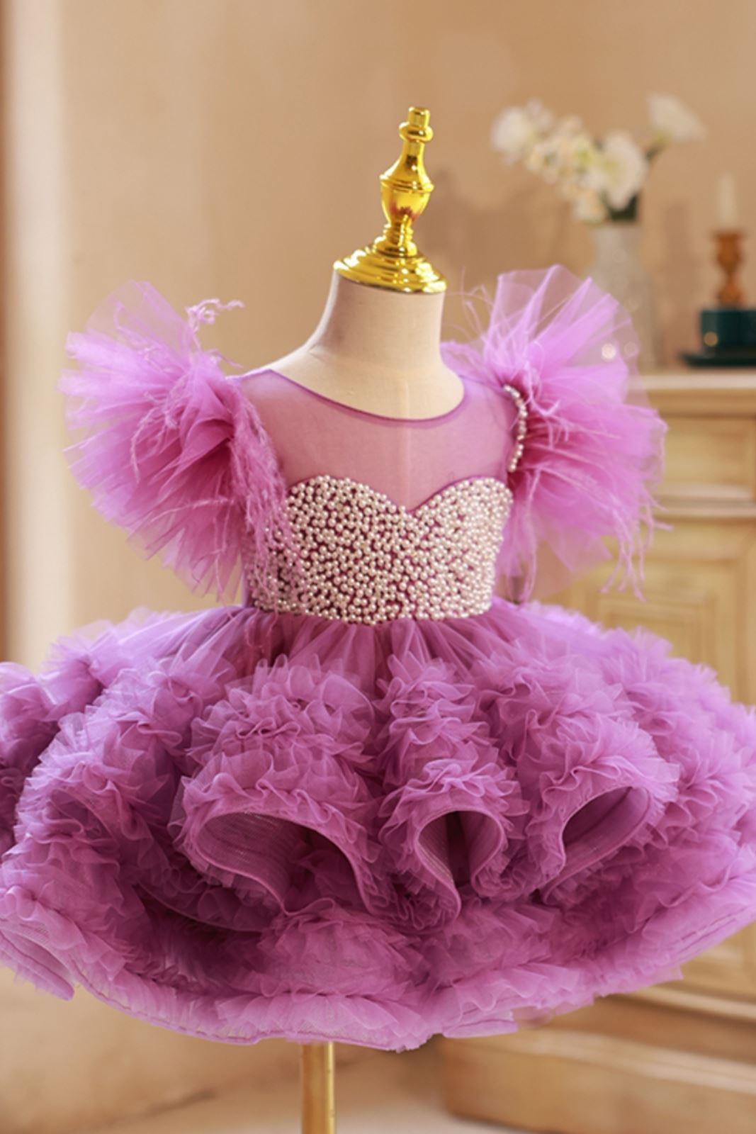 Princesse Longueur à Jambe Tulle robes de demoiselle d'honneur - fillette Violet