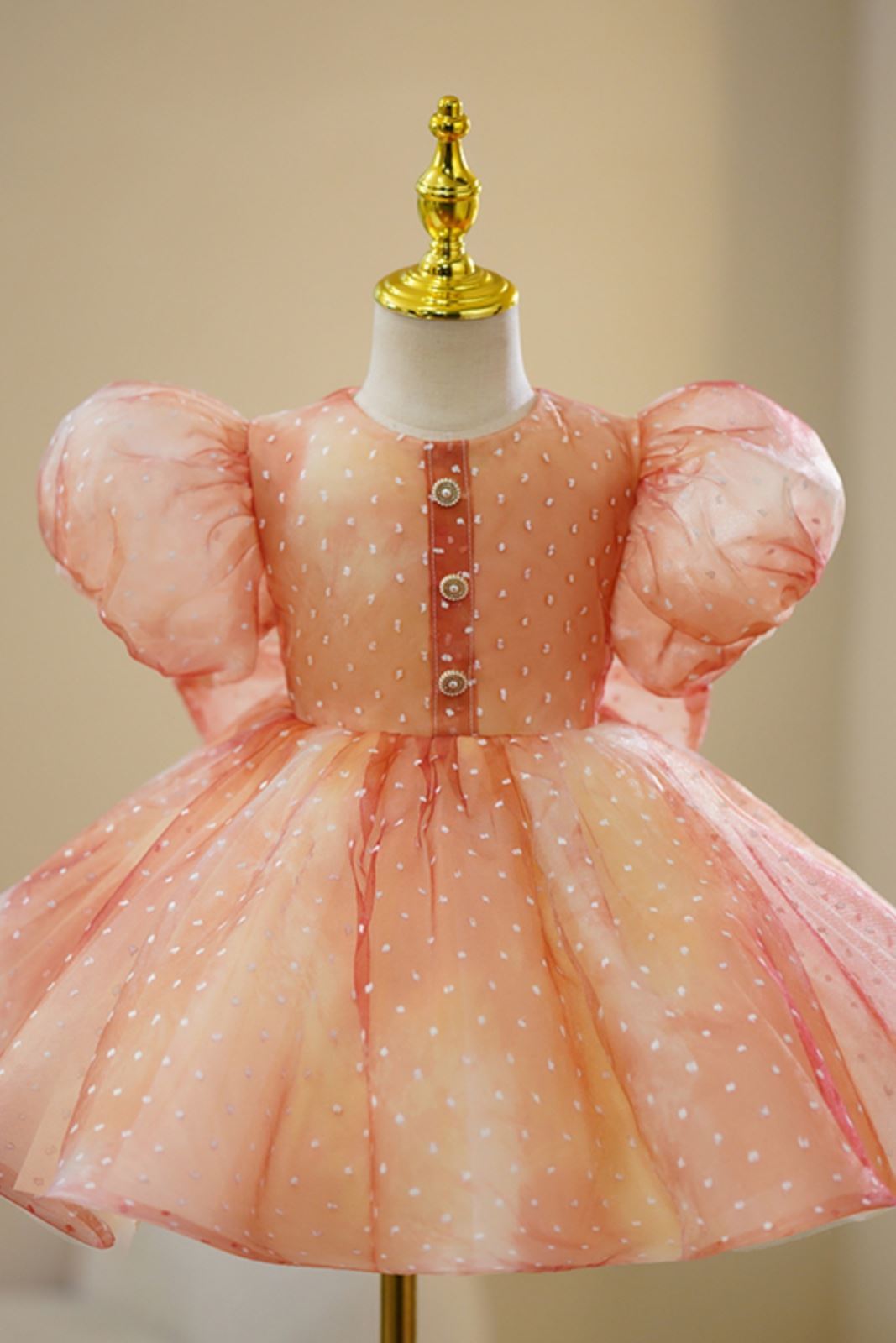 Rond Organza robes de demoiselle d'honneur - fillette in Rose Poudr