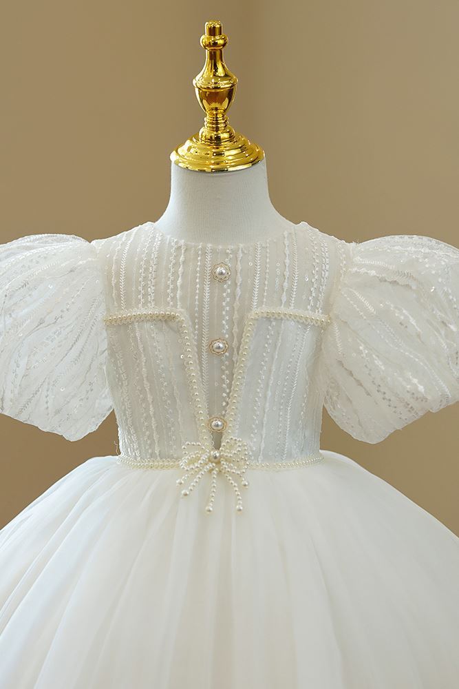 Принцесса Round Длина по Щиколотку Chiffon Детские Платья Белый