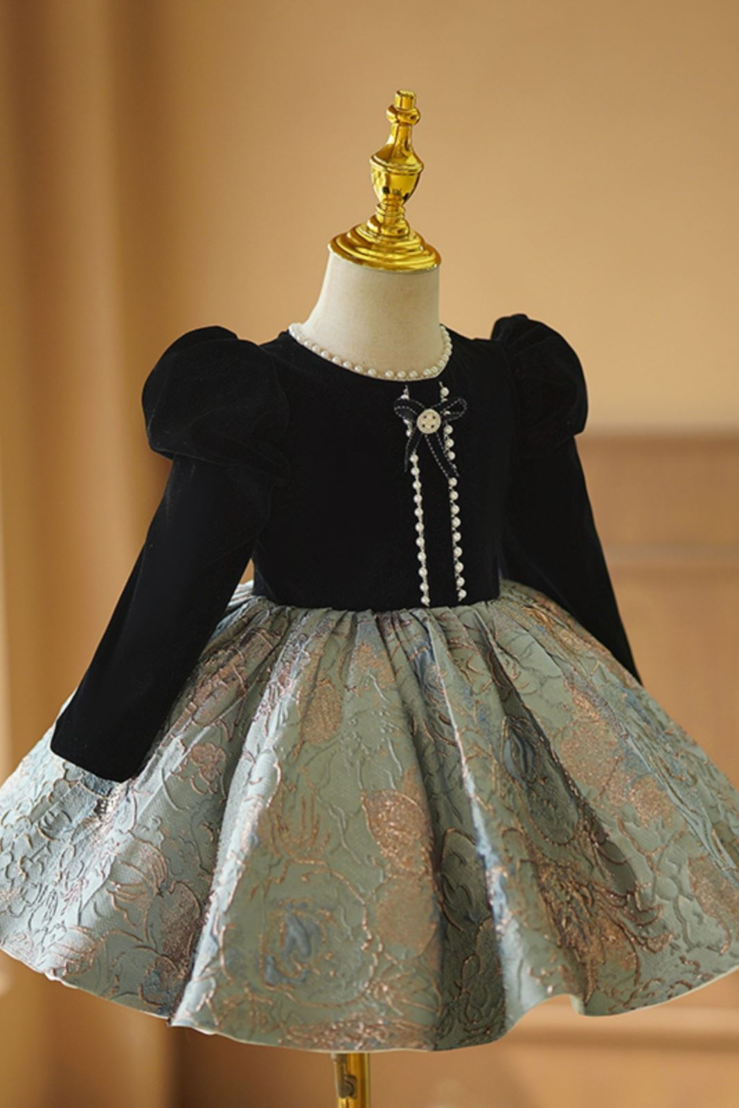 Princess Round Tea Length Satin Flower Girl Dress Black