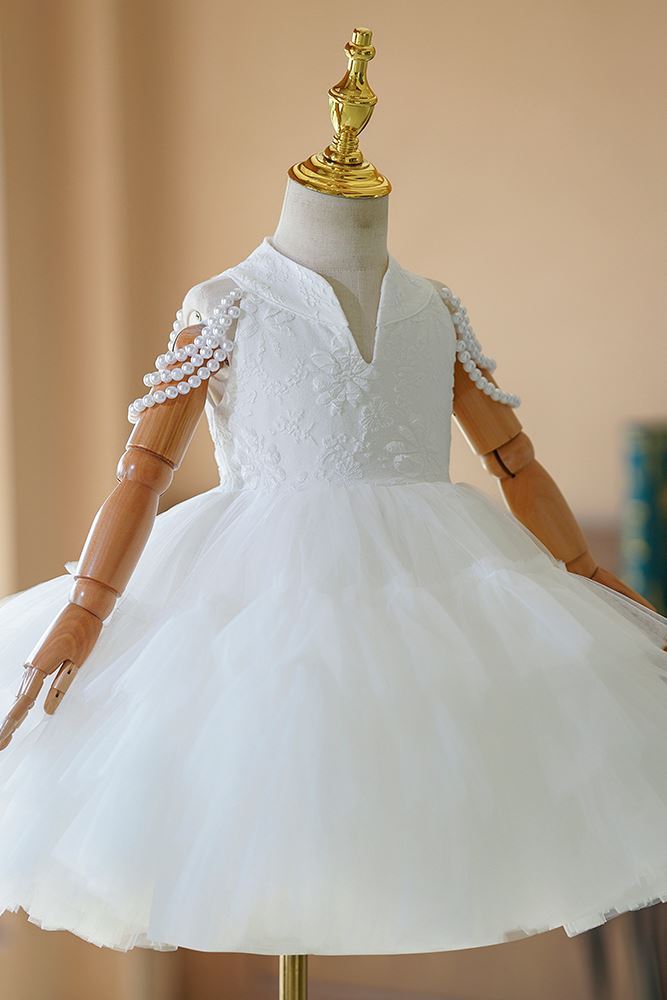 Princesse Longueur à Jambe Satiné robes de demoiselle d'honneur - fillette in Blanc