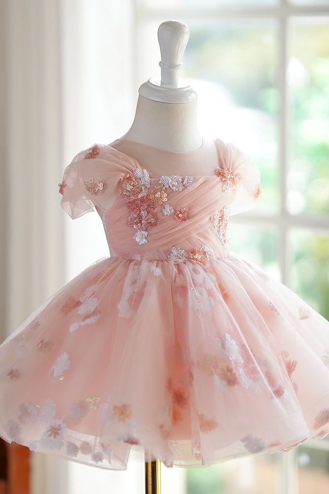 Принцесса Round Длина по Щиколотку Tulle Детские Платья in Розовый