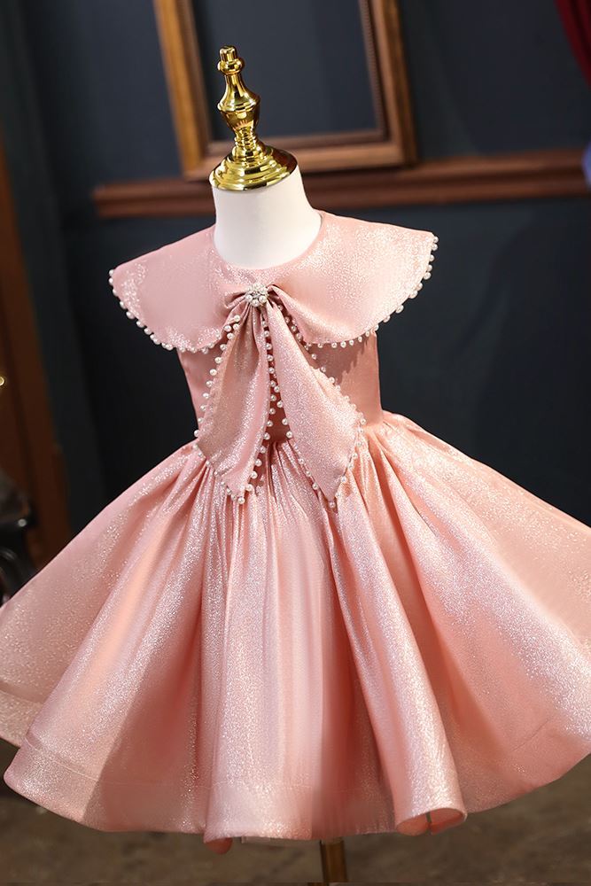 Princesse Longueur à Jambe Satiné robes de demoiselle d'honneur - fillette in Rose