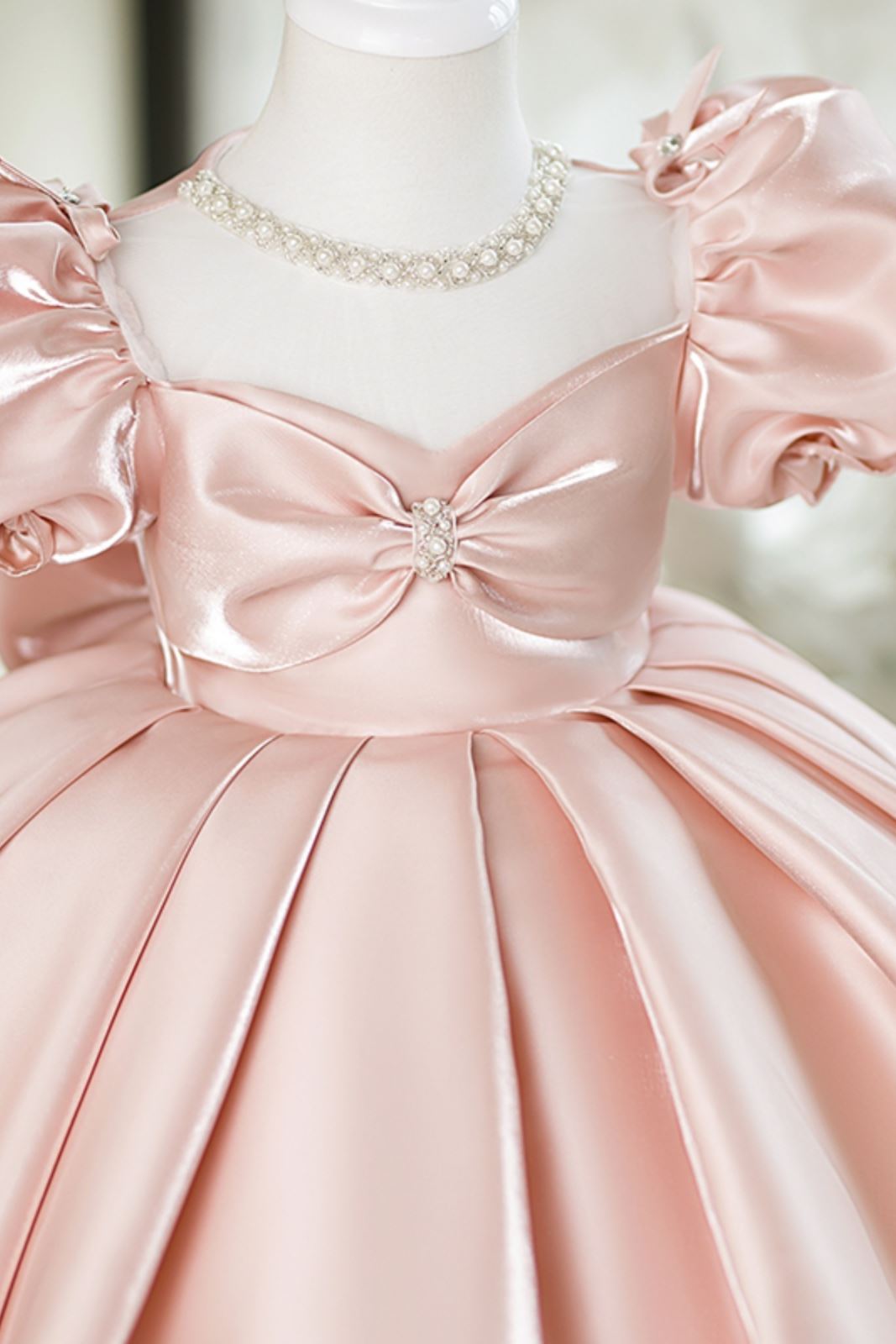 Princesse Longueur à Jambe Satiné robes de demoiselle d'honneur - fillette in Rose