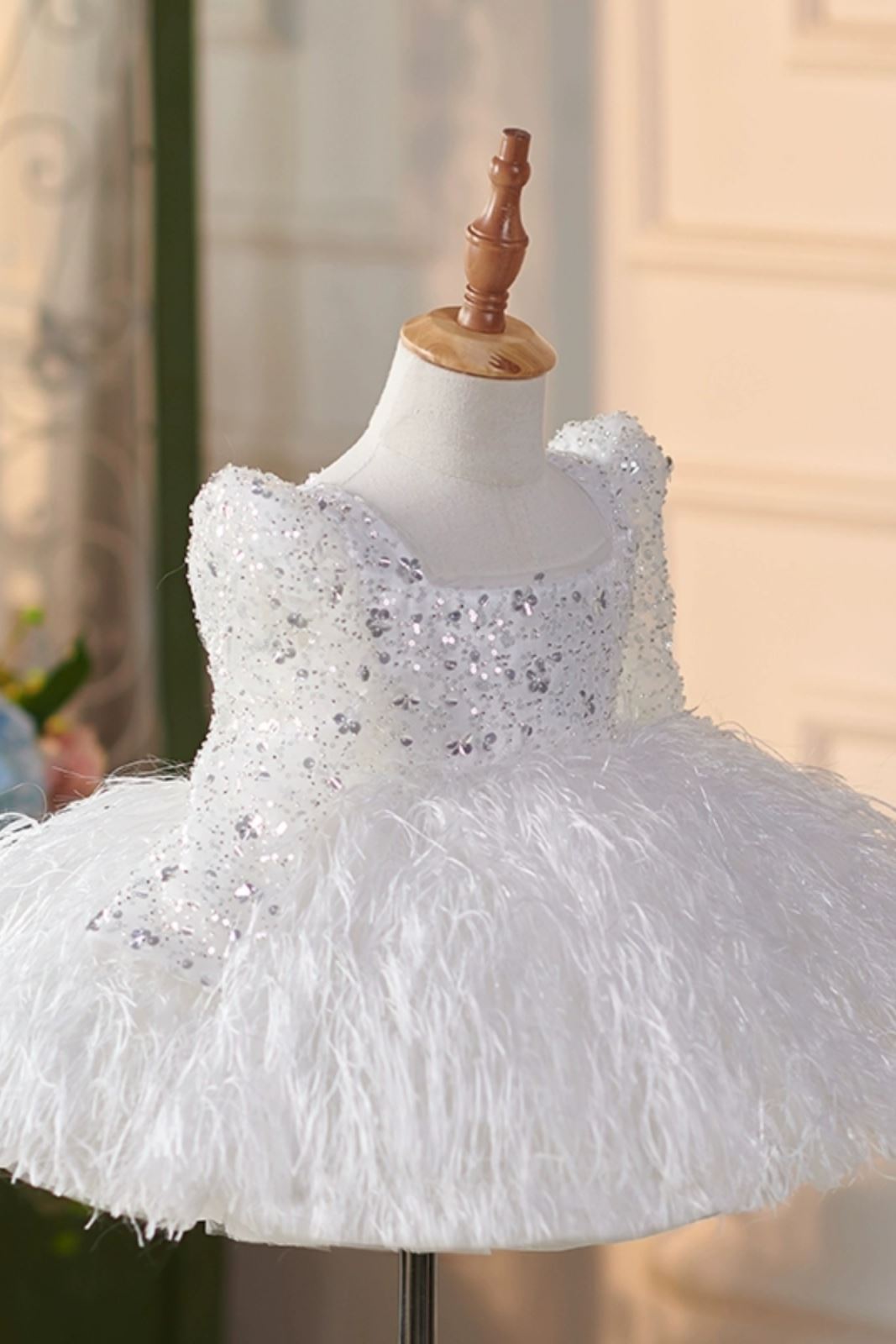 Princesse Longueur à Jambe Pailleté robes de demoiselle d'honneur - fillette in Blanc