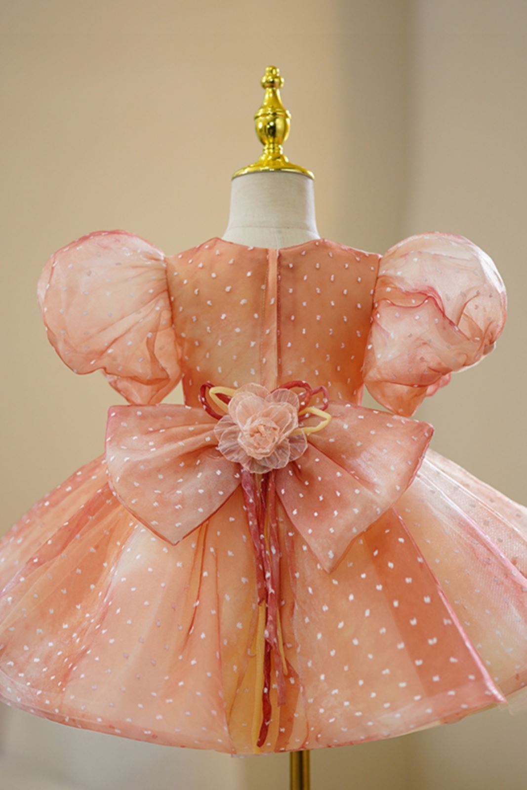 Rond Organza robes de demoiselle d'honneur - fillette in Rose Poudr