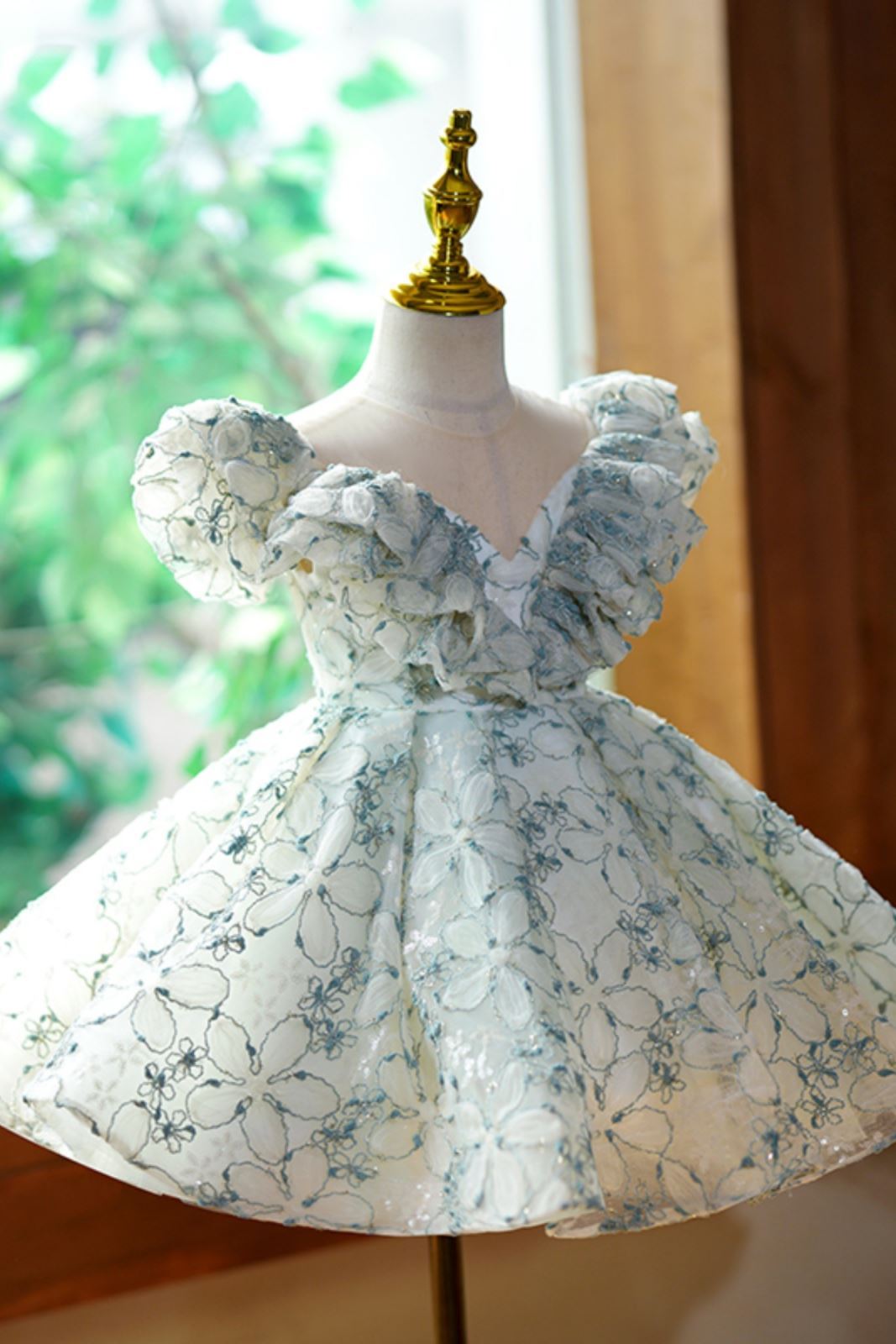 Принцесса Round Длина по Щиколотку Lace Детские Платья in Зелёный