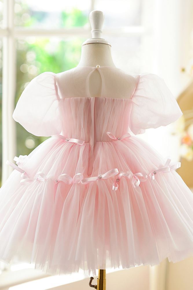 Princesse Longueur à Jambe Tulle robes de demoiselle d'honneur - fillette in Rose