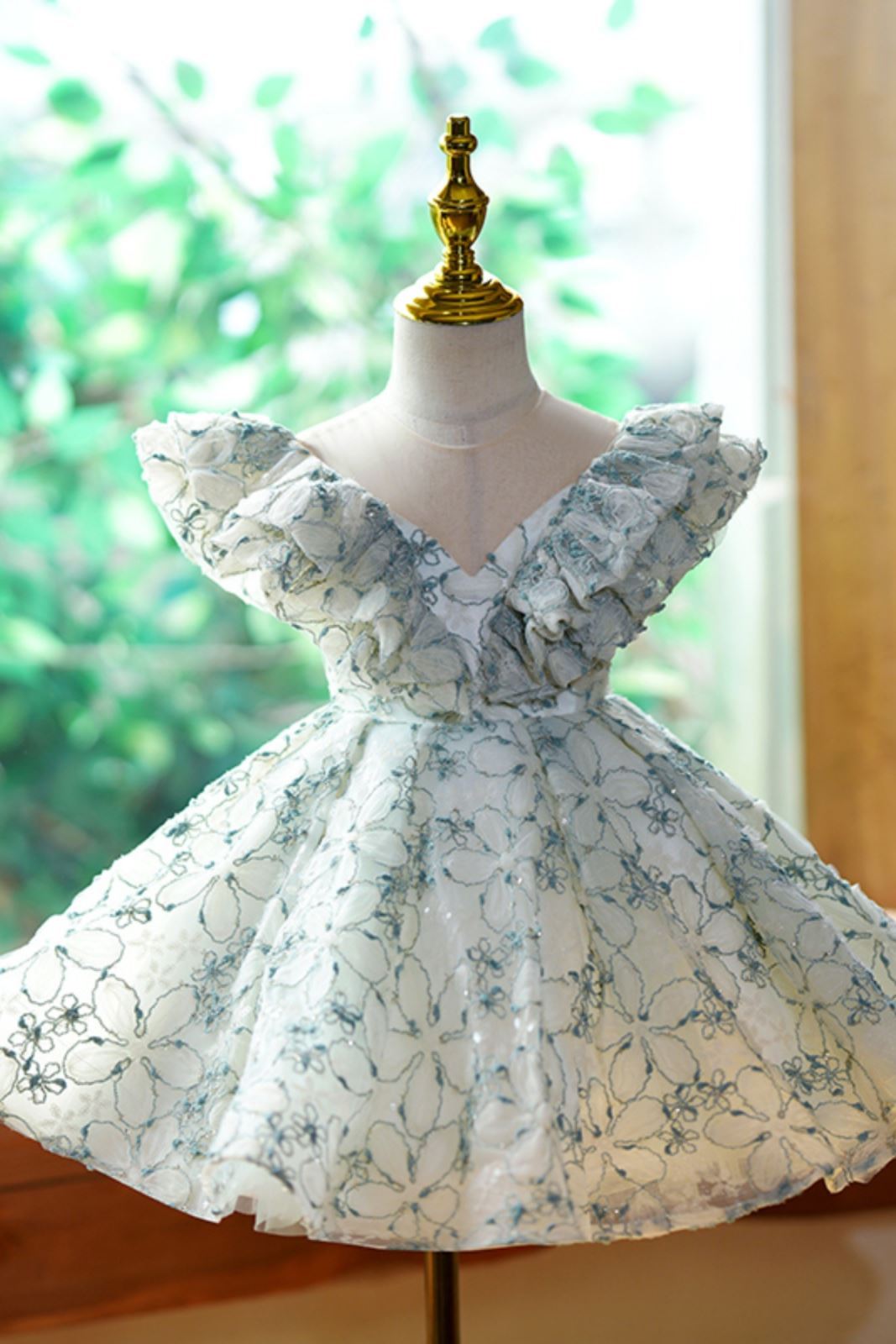 Принцесса Round Длина по Щиколотку Lace Детские Платья in Зелёный