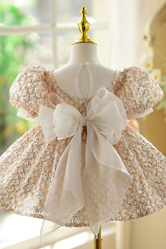 Princesse Longueur à Jambe Pailleté robes de demoiselle d'honneur - fillette in Doré