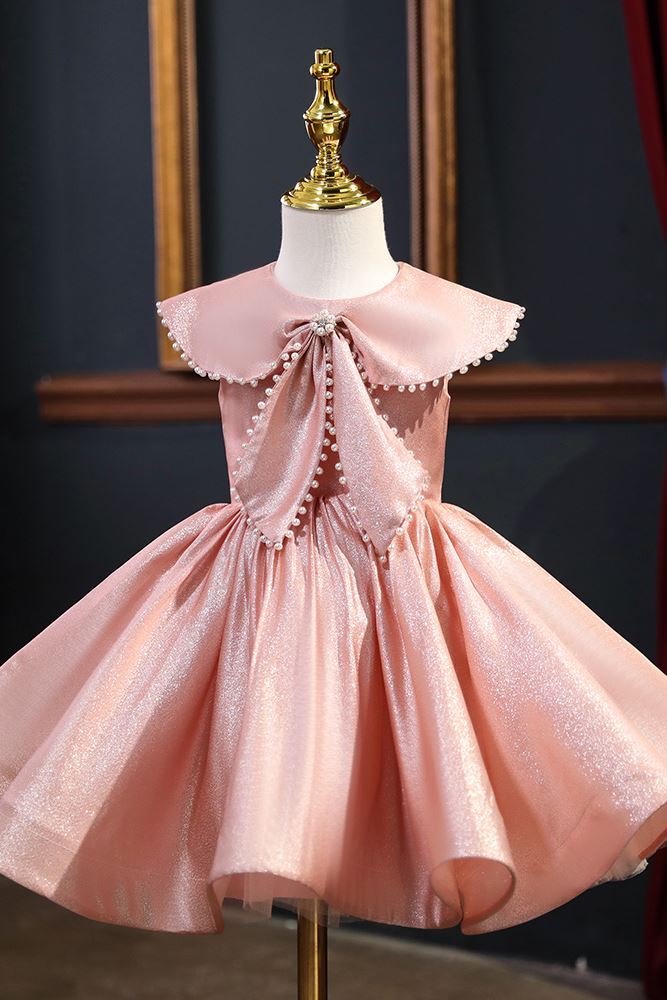 Princesse Longueur à Jambe Satiné robes de demoiselle d'honneur - fillette in Rose