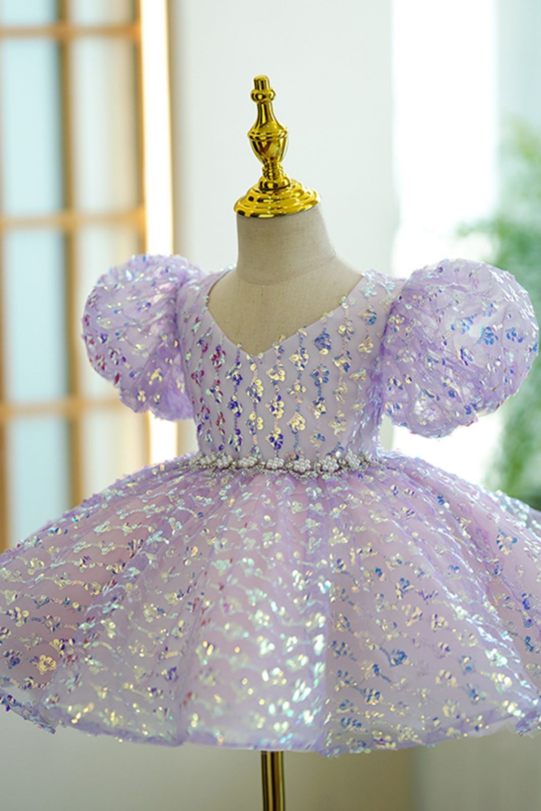 Princesse Longueur à Jambe Pailleté robes de demoiselle d'honneur - fillette in Lilas