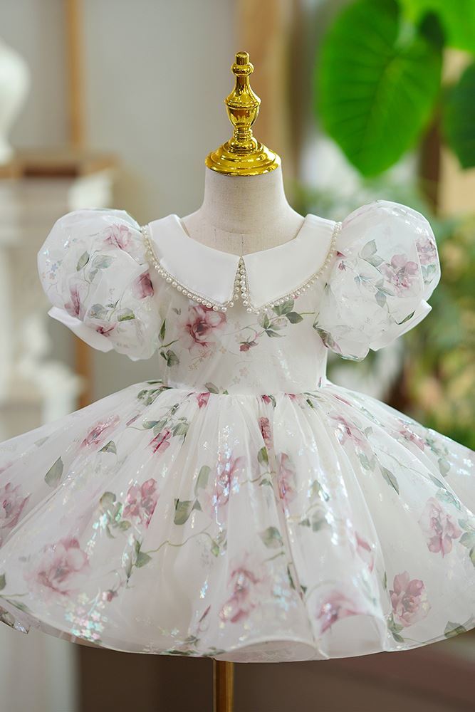 Princesse Longueur à Jambe Organza robes de demoiselle d'honneur - fillette in Blanc