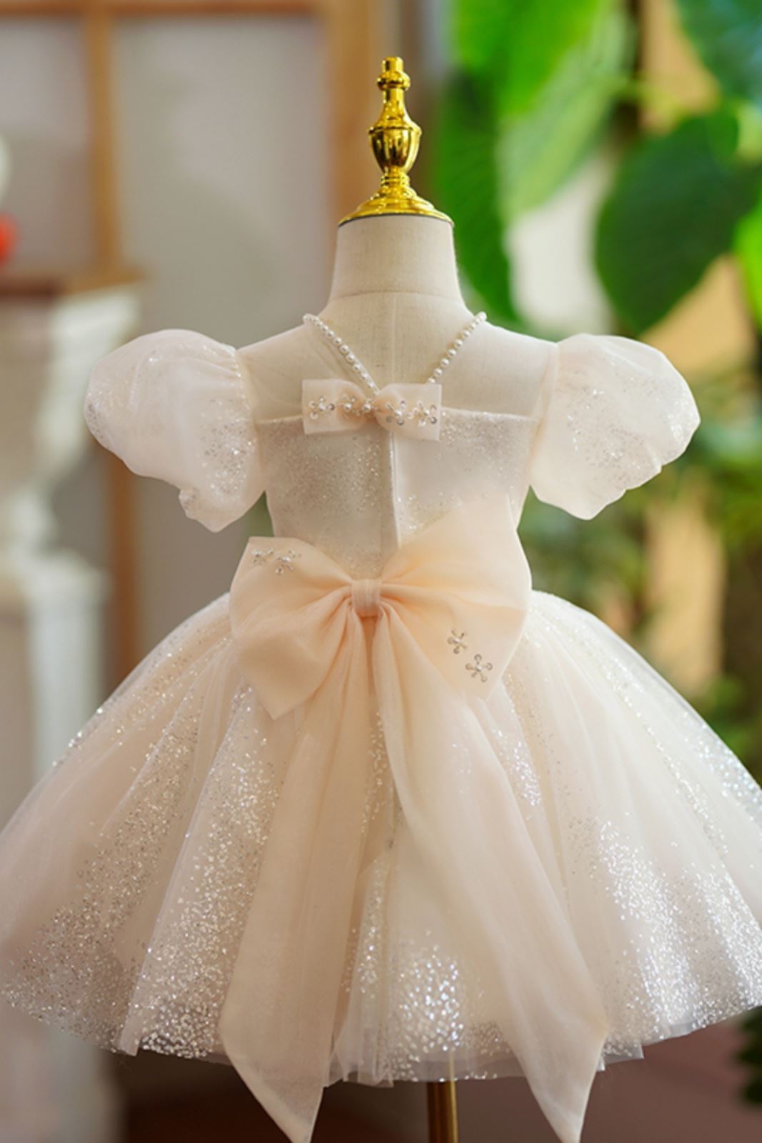 Принцесса Длина по Щиколотку Organza Детские Платья in Шампанского цвета