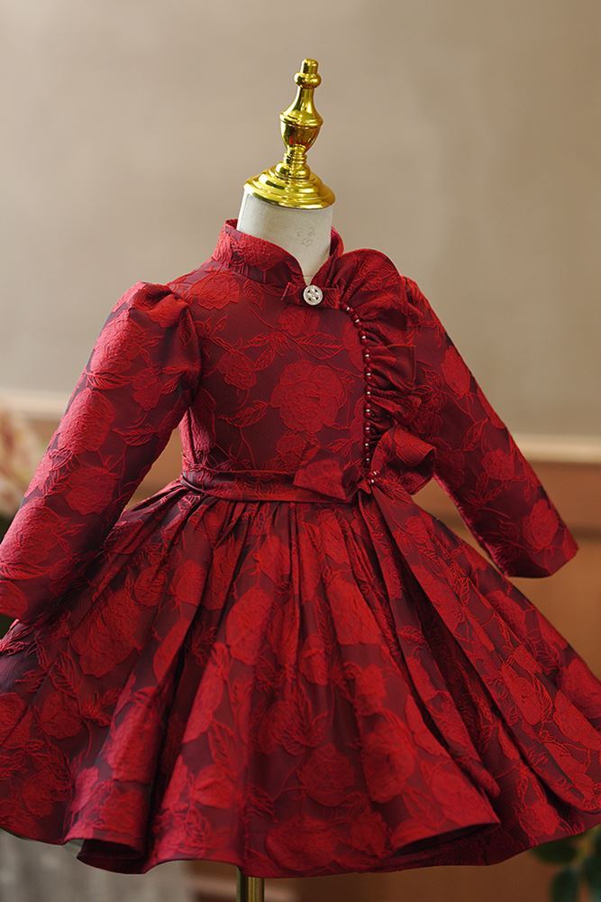 Princesse Longueur à Jambe Satiné robes de demoiselle d'honneur - fillette Bordeaux