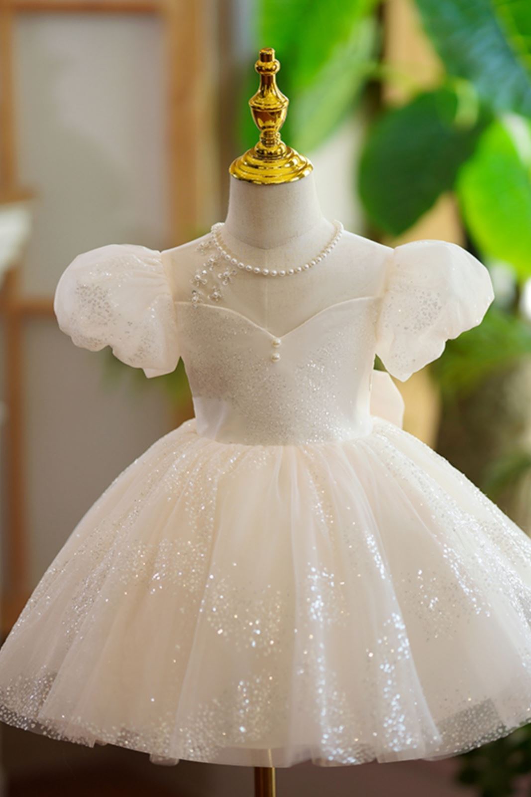 Принцесса Длина по Щиколотку Organza Детские Платья in Шампанского цвета