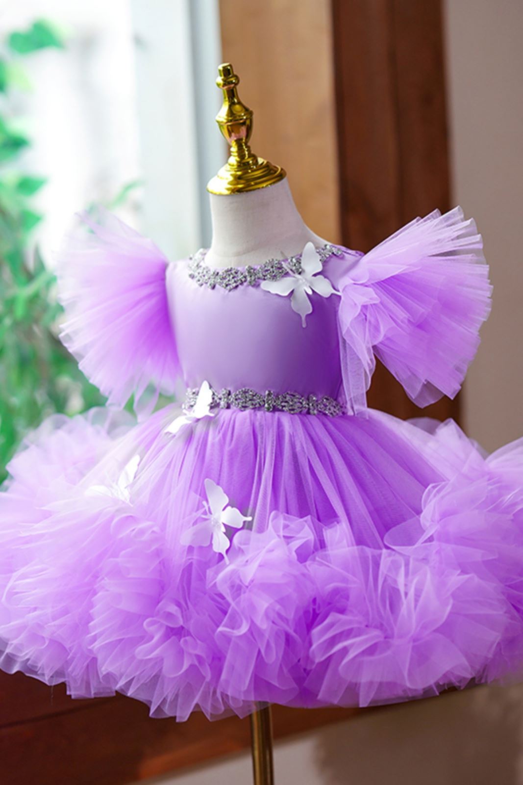 Princesse Longueur à Jambe Tulle robes de demoiselle d'honneur - fillette in Violet