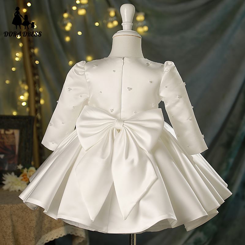 Princess Round Tea Length Satin Flower Girl Dress