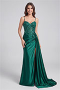 Emerald Sweetheart Beaded Sequin Lace Applique High Slit Long Prom Dress