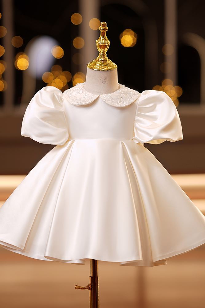 Princesse Longueur à Jambe Satiné robes de demoiselle d'honneur - fillette in Champagne