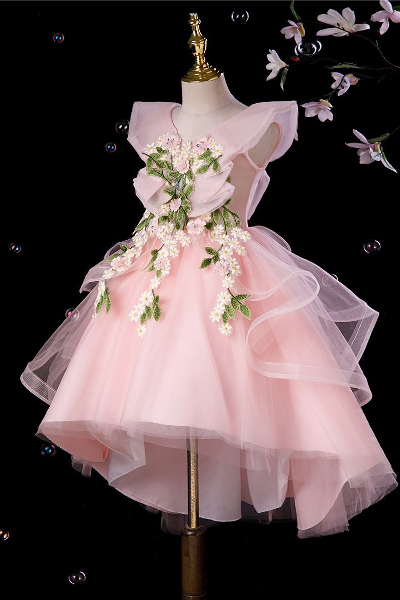 Princesse Longueur à Jambe Tulle robes de demoiselle d'honneur - fillette in Rose