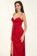 Satin Corset Maxi Dress with Cowl Neck and Leg Slit