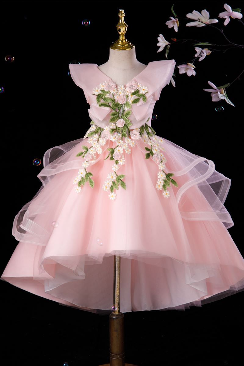 Princesse Longueur à Jambe Tulle robes de demoiselle d'honneur - fillette in Rose