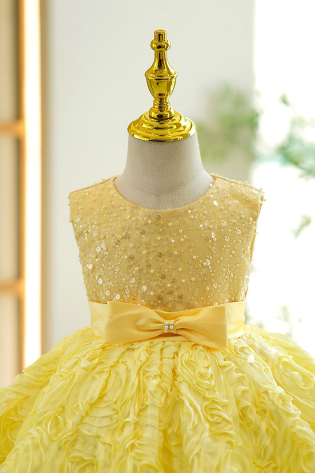 Принцесса Round Длина по Щиколотку Lace Детские Платья in Жёлтый