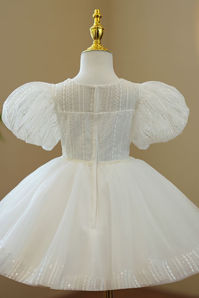 Принцесса Round Длина по Щиколотку Chiffon Детские Платья Белый