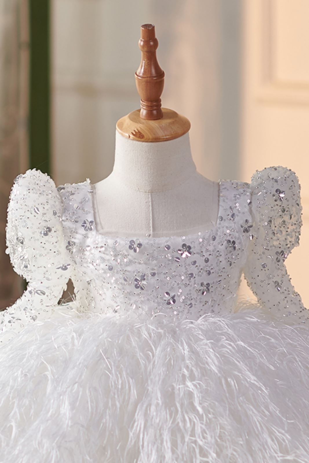 Princesse Longueur à Jambe Pailleté robes de demoiselle d'honneur - fillette in Blanc