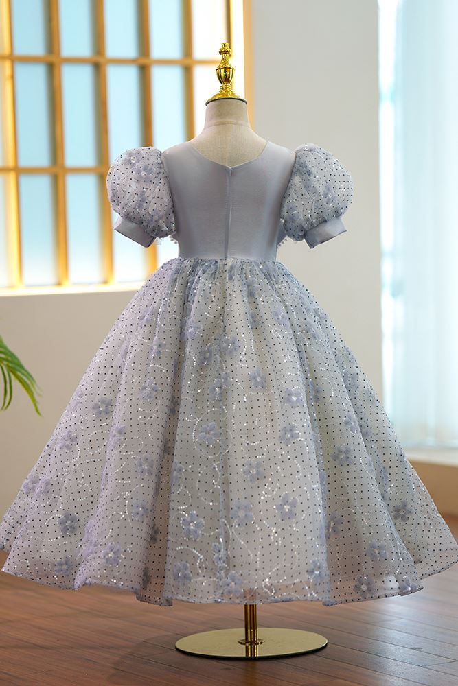 Princesse Longueur au Sol Pailleté robes de demoiselle d'honneur - fillette in Gris