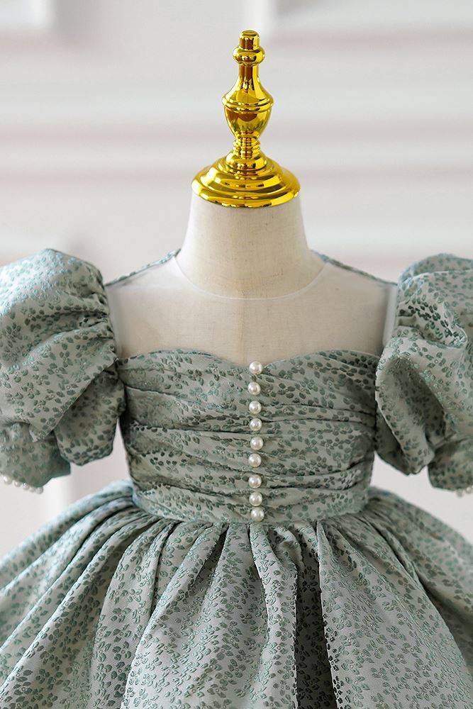 возлюбленная Длина по Щиколотку Satin Детские Платья in Зелёный