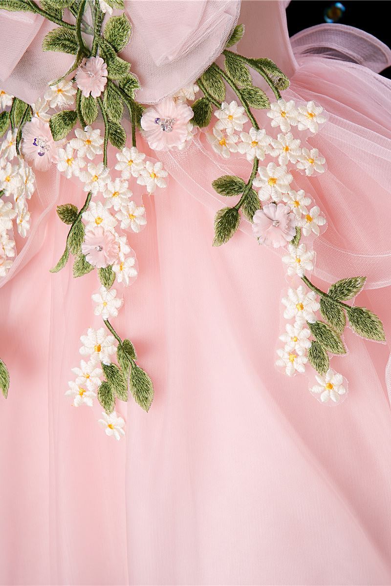 Princesse Longueur à Jambe Tulle robes de demoiselle d'honneur - fillette in Rose