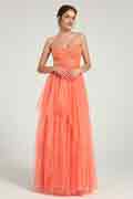 Coral A-Line Maxi Dress with Sweetheart Neckline and Beaded