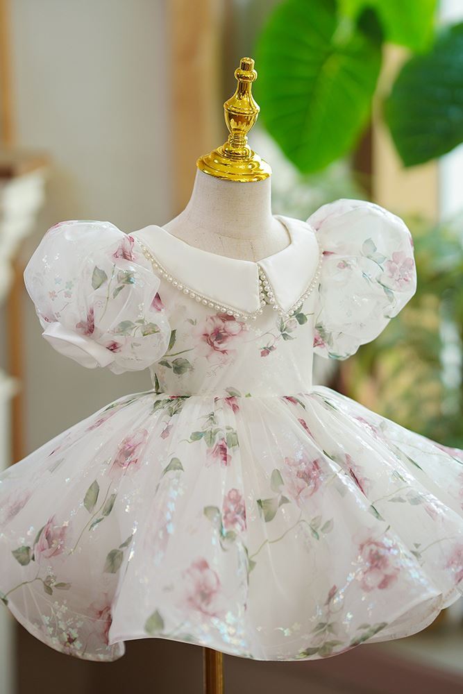 Princesse Longueur à Jambe Organza robes de demoiselle d'honneur - fillette in Blanc