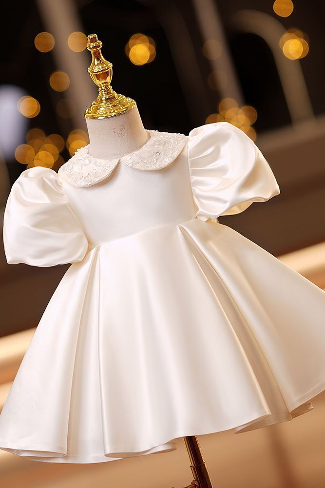 Princesse Longueur à Jambe Satiné robes de demoiselle d'honneur - fillette in Champagne